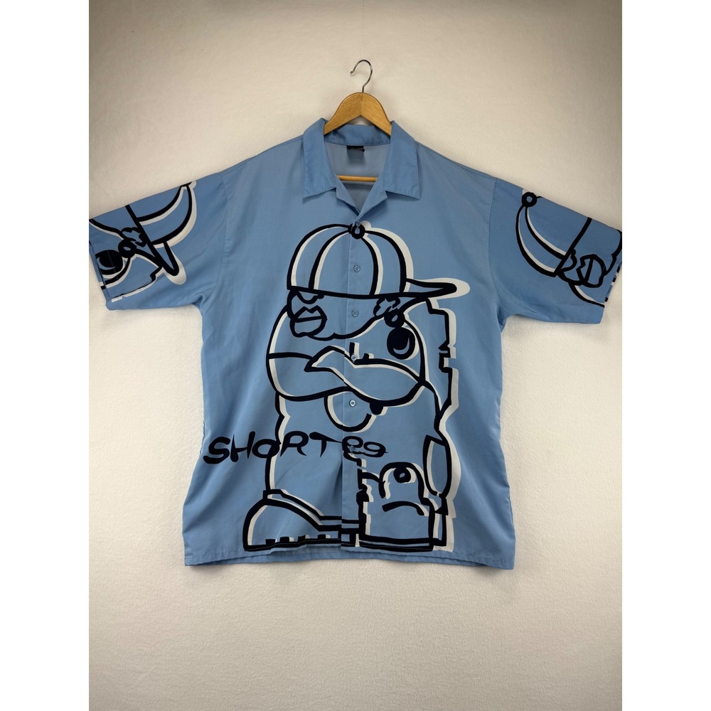 Arctic Shortee Graphic Button Up Shirt Mens XL Blue Short Sleeve Streetwear Y2K‎